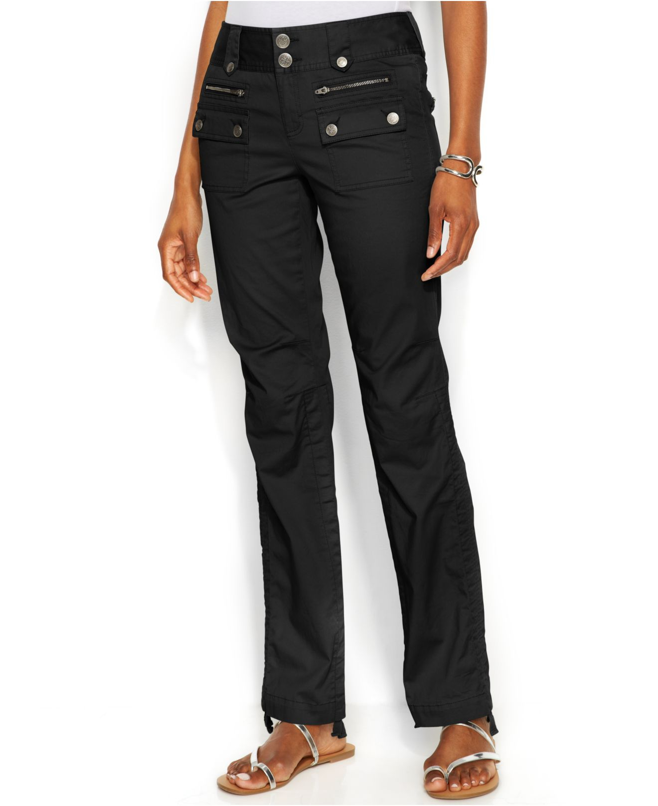 straight leg black cargo pants