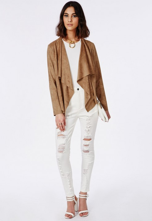tan suede waterfall jacket
