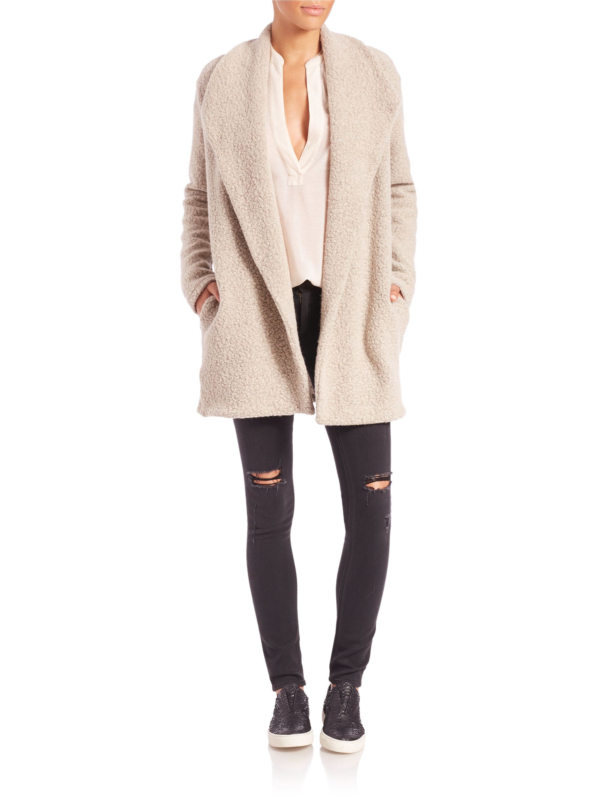draped open front cardigan