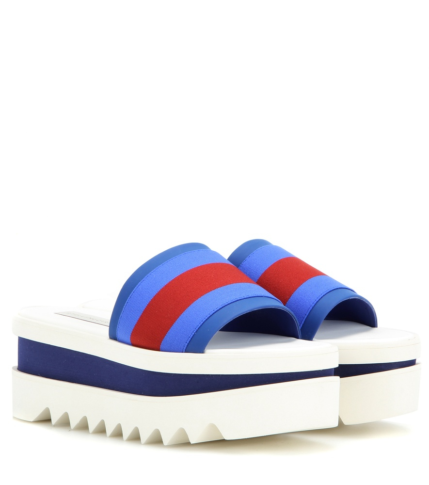 Stella McCartney Slide Platform Sandals in Blue - Lyst
