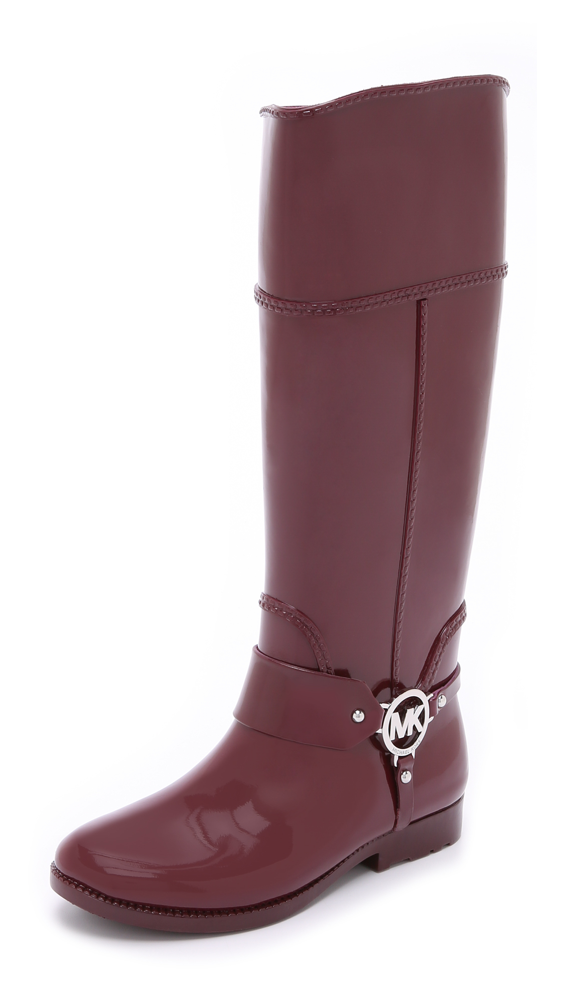 MICHAEL Michael Kors Rubber Fulton Tall Harness Rain Boots in Merlot ...