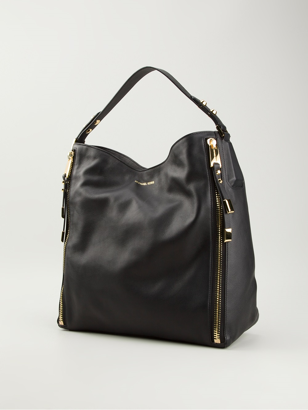 Michael Kors Large Miranda Zipper Shoulder Bag in Black | Lyst
