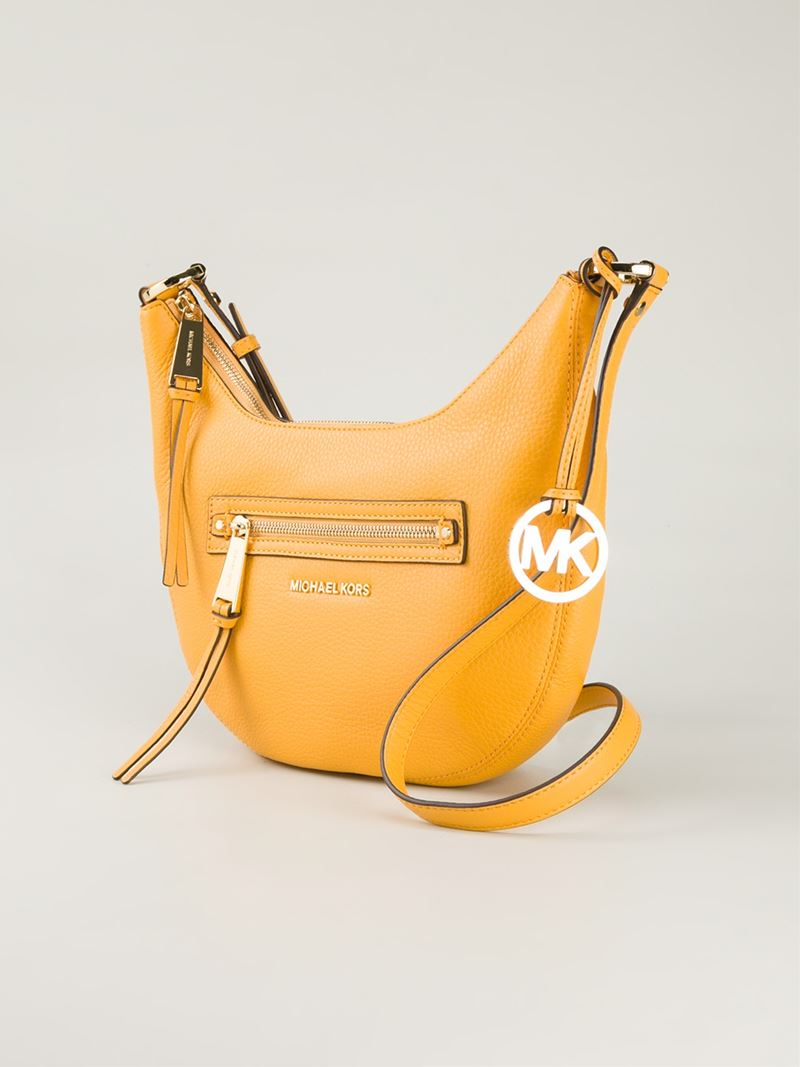 MICHAEL Michael Kors Half Moon Shoulder Bag in Yellow & Orange (Orange ...