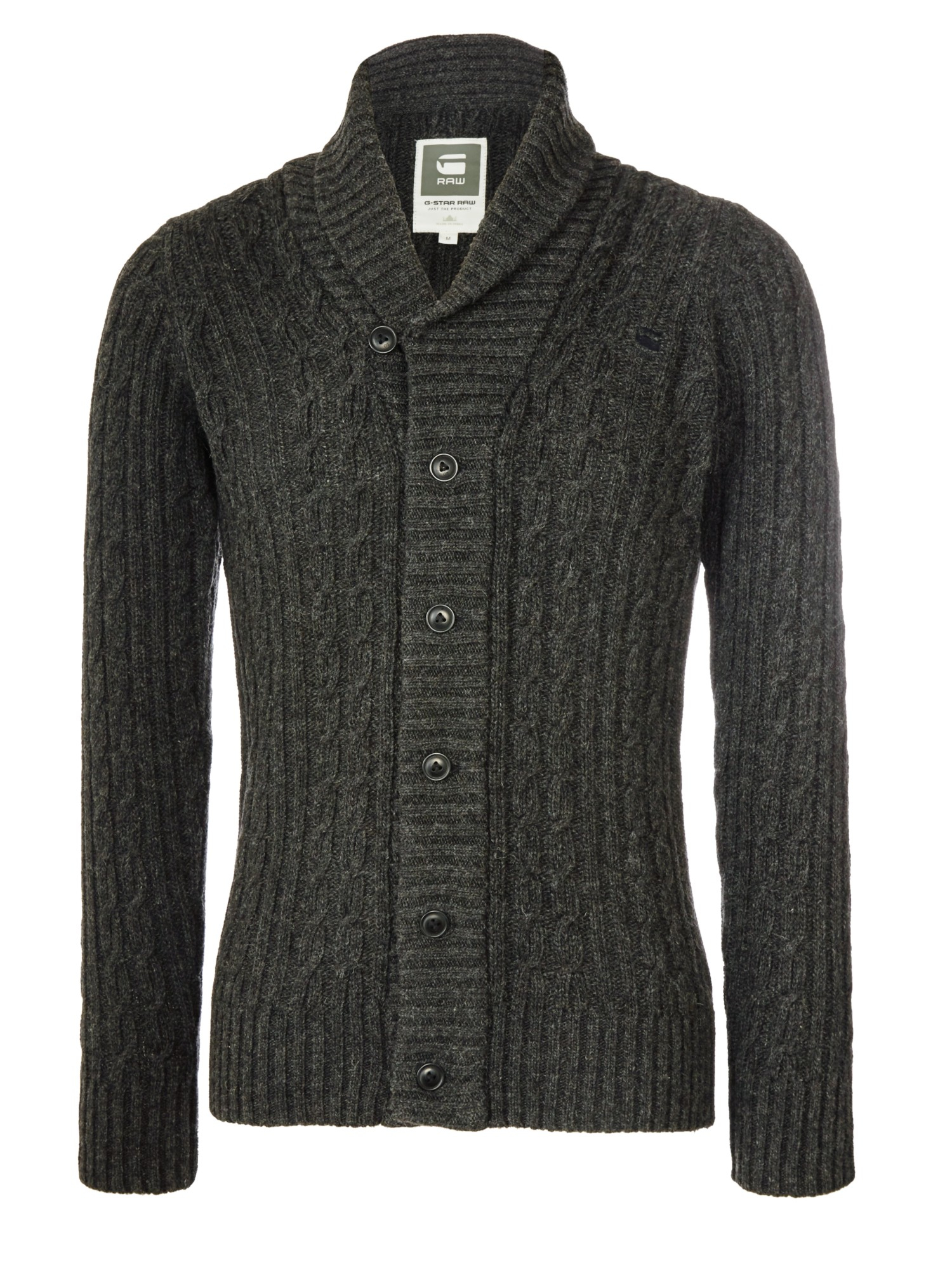 G-Star RAW Higging Cable Knit Cardigan in Black for Men - Lyst