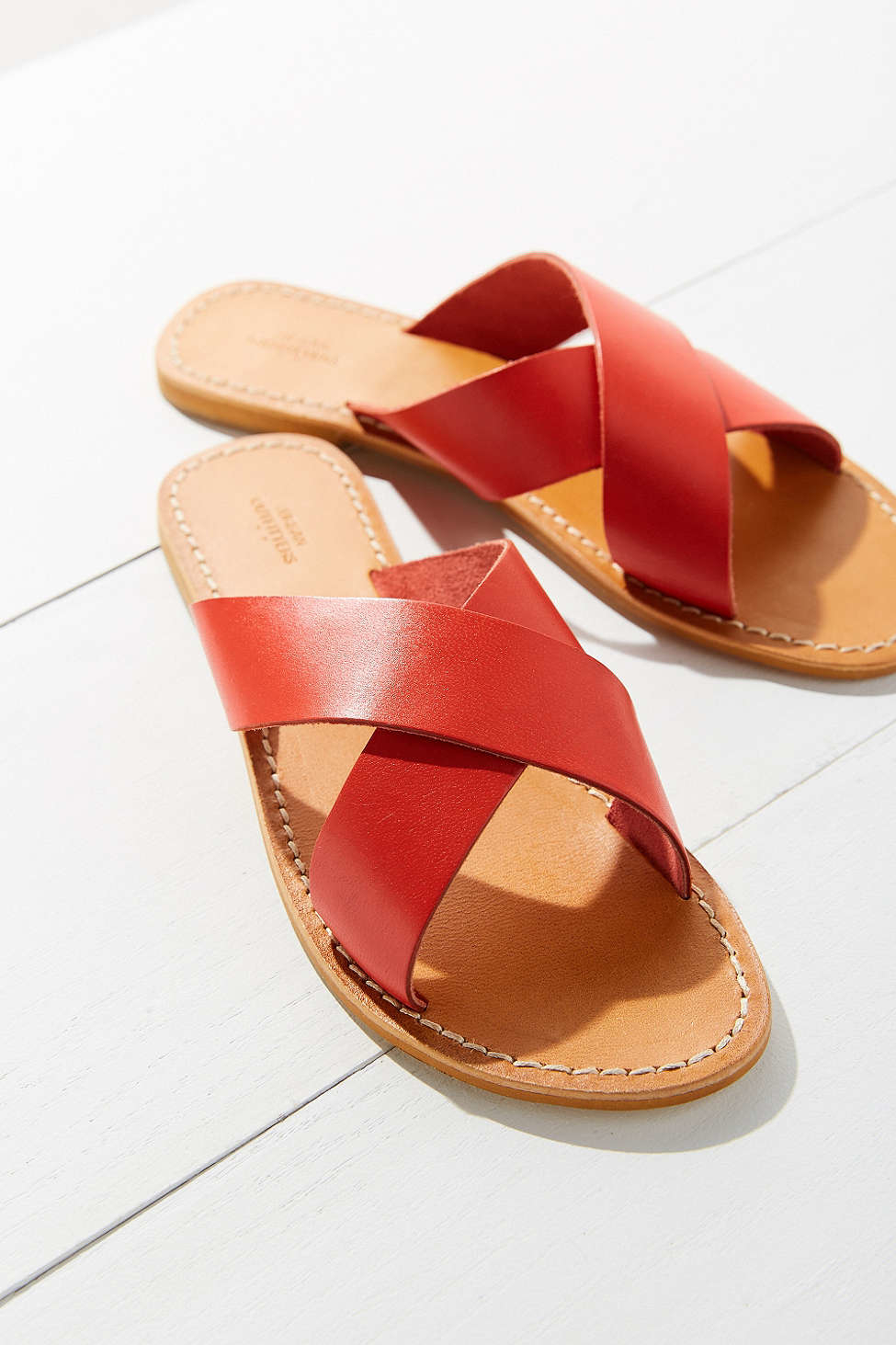 leather cross slides