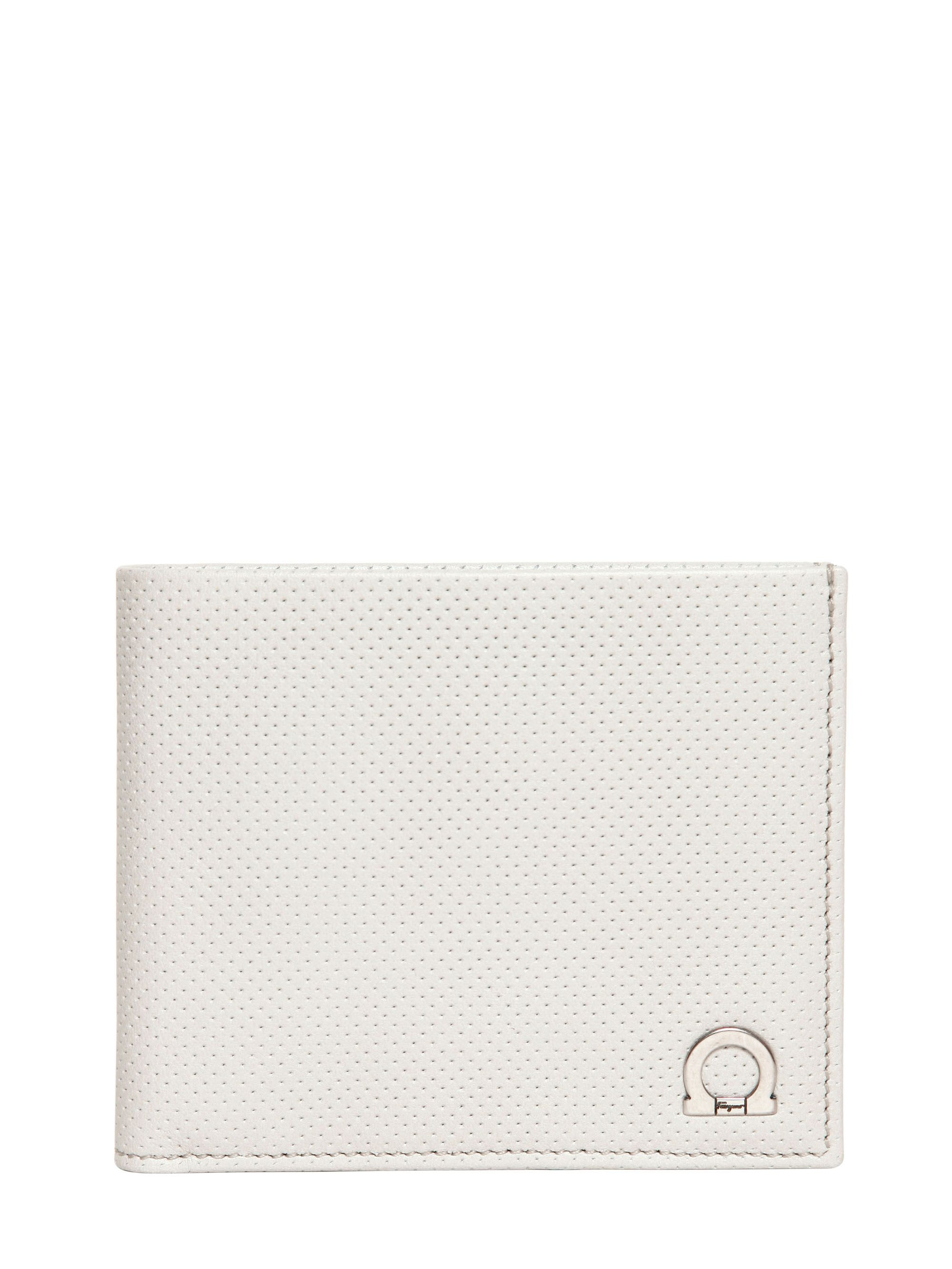 Ferragamo Melrose Perforated Leather Wallet in White for Men - Lyst