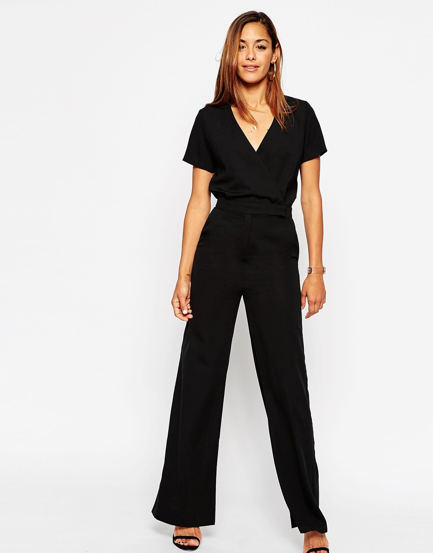 black wrap front jumpsuit