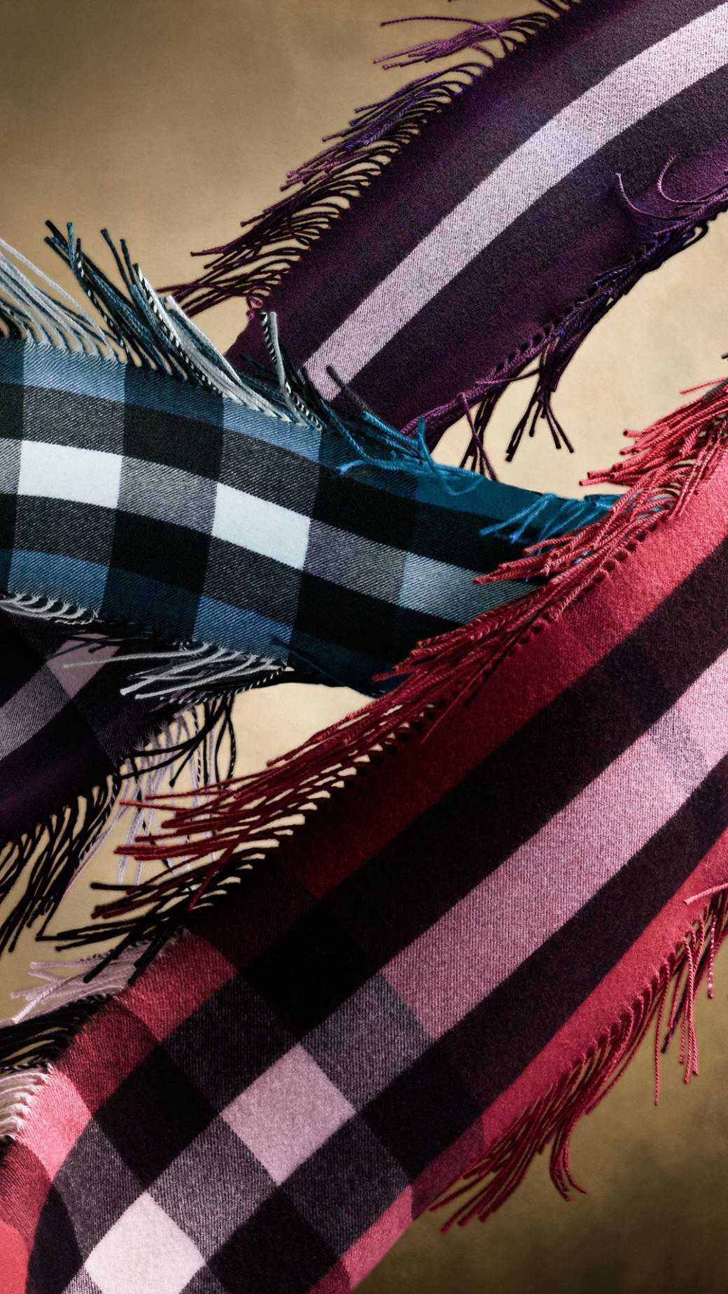 Burberry Classic Check Fringed Scarf Birch Brown/Multicolor