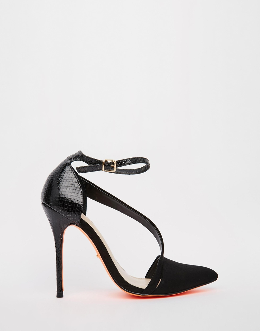 carvela pointed asymmetric strap heels 