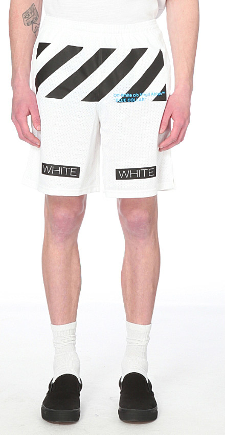 off white shorts blue