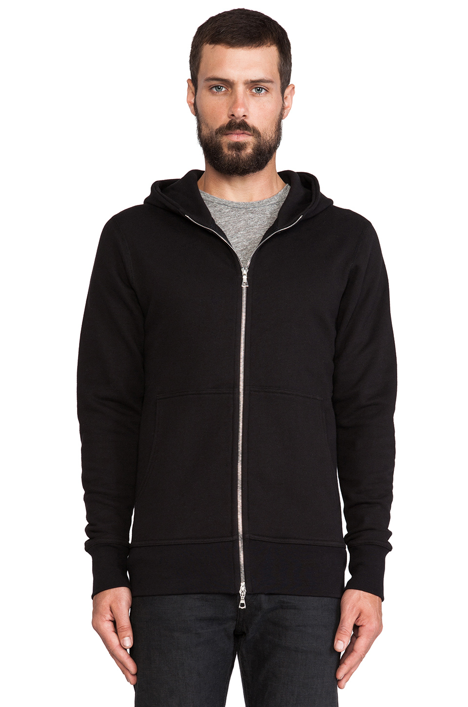 John elliott Flash Full Zip-through Cotton Hoodie in Black for Men | Lyst