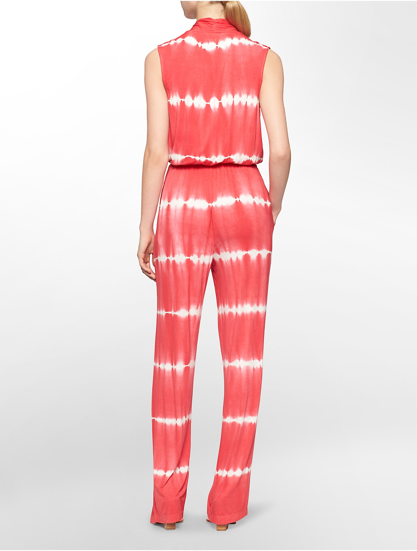 Calvin klein White Label Tie Dye Wrap Jumpsuit in Pink | Lyst