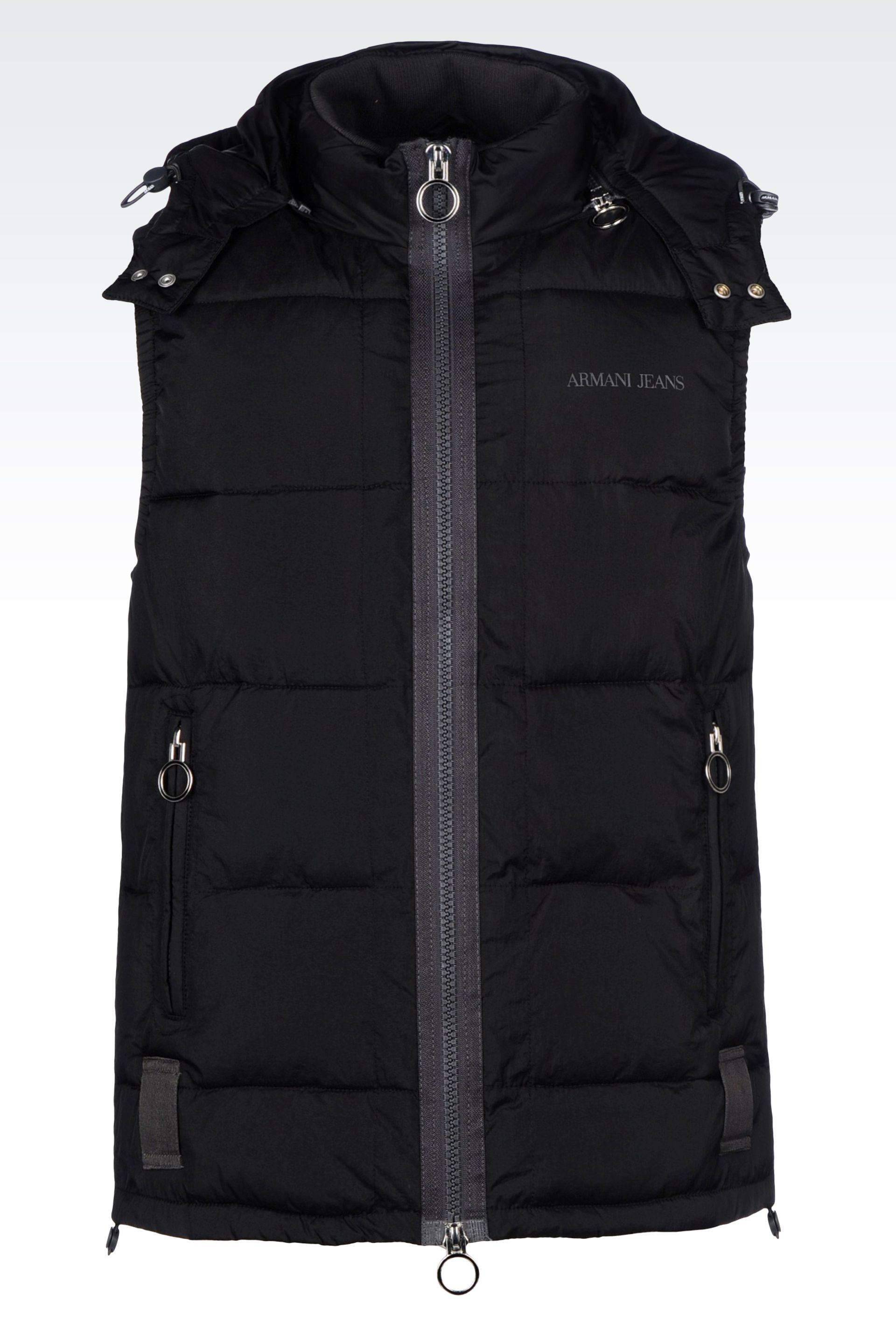 Armani Jeans Hooded Gilet In Technical 