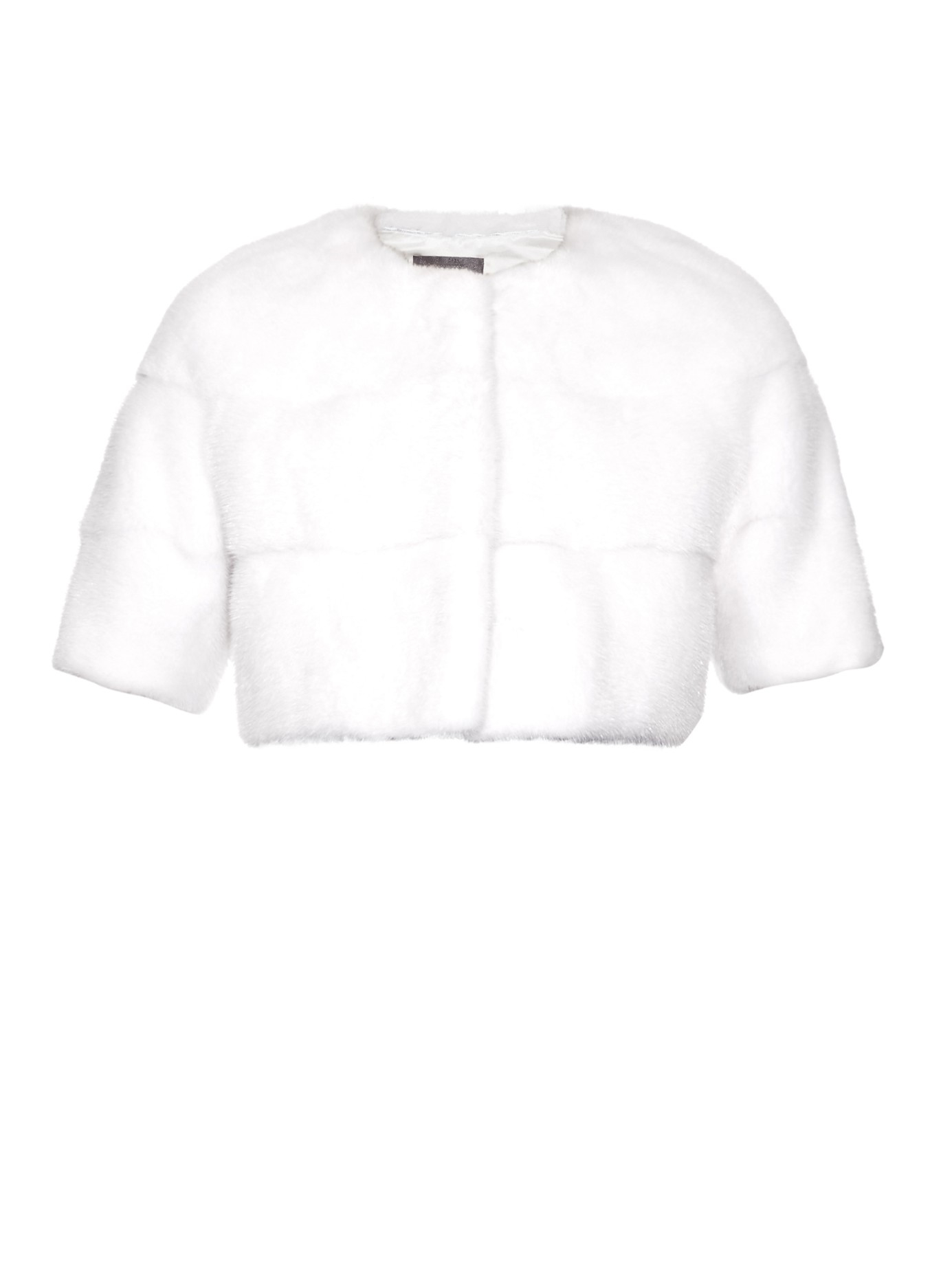 white fur cropped jacket