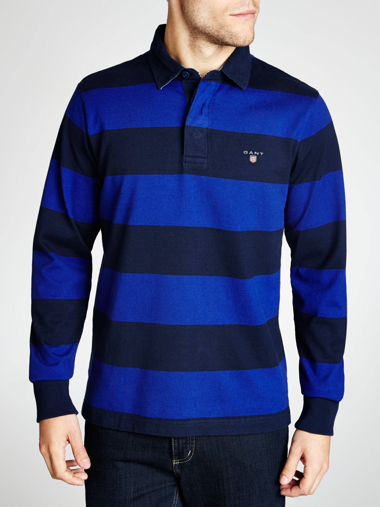 GANT Bar Stripe Long Sleeve Rugby Shirt in Blue for Men - Lyst