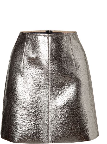 Msgm Coated Wool Metallic Mini Skirt in Silver | Lyst