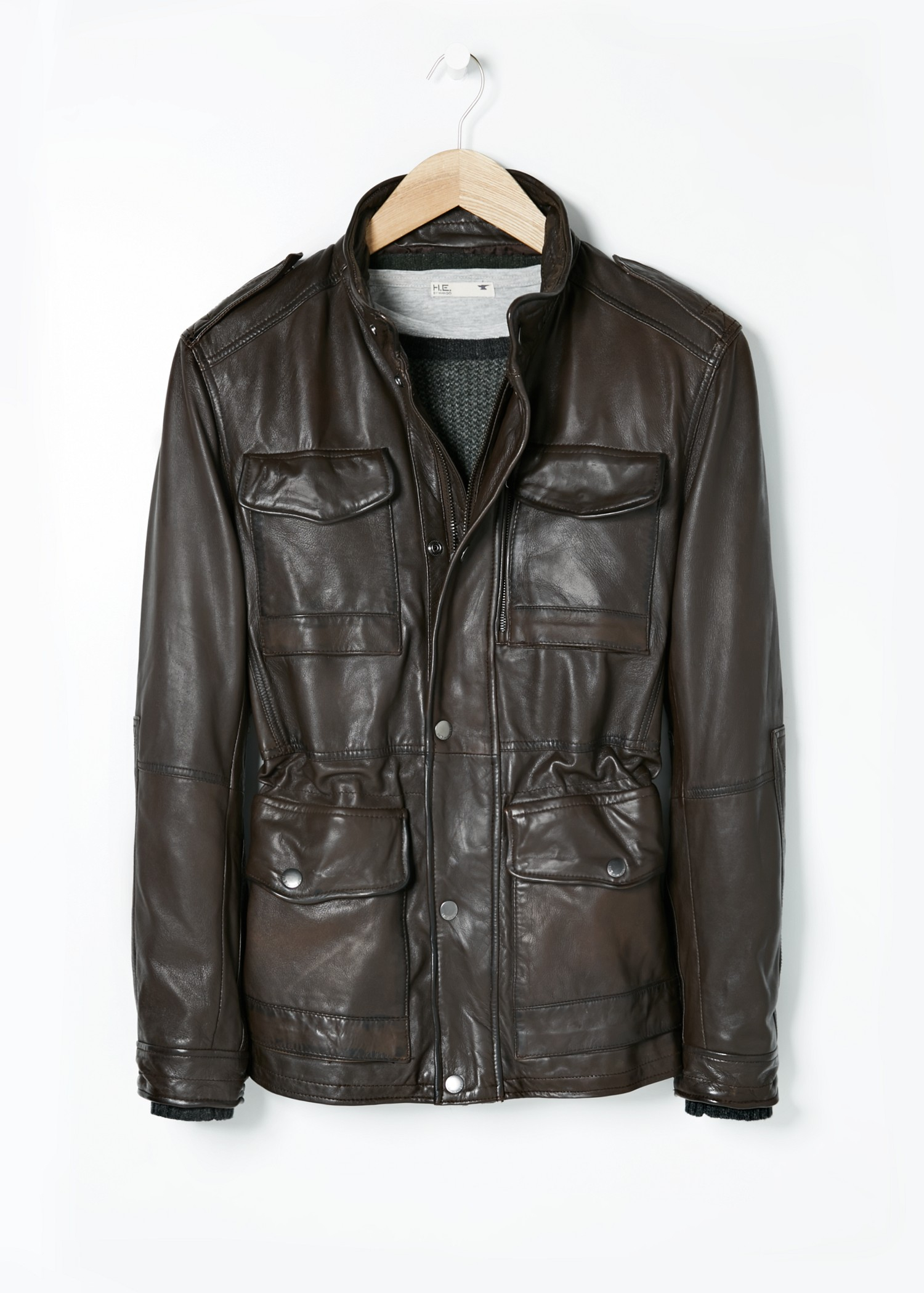 black leather field jacket