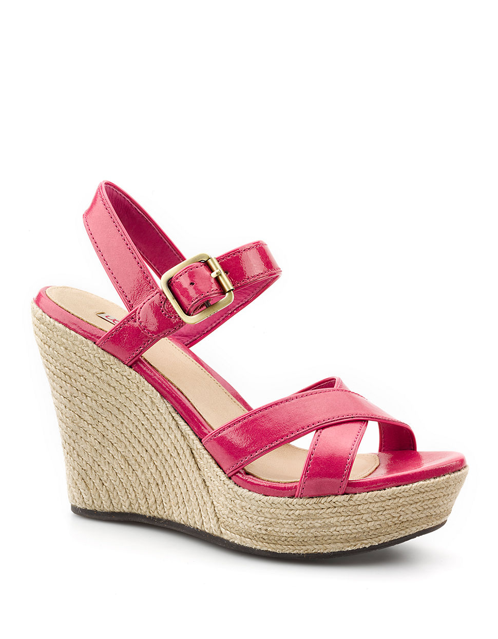 UGG Jackilyn Leather Wedge Sandals in Pink - Lyst
