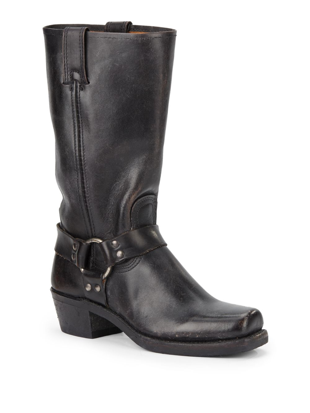 stone washed leather boots