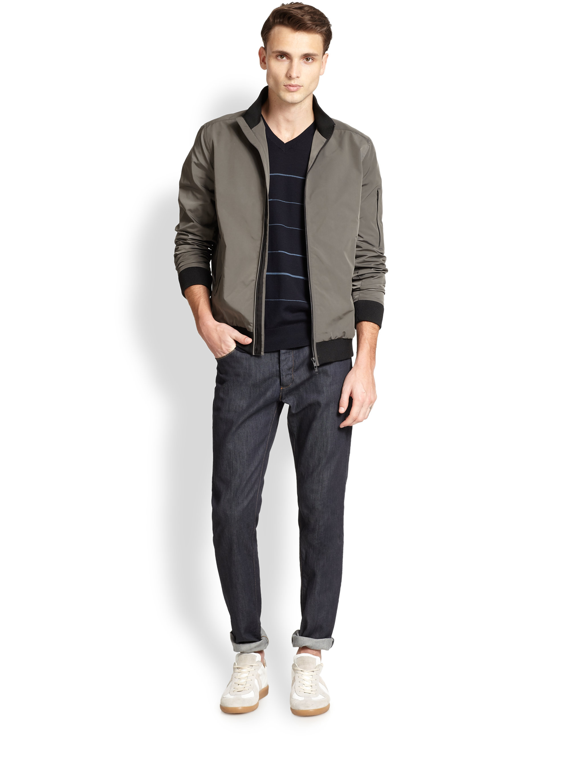 Lyst Theory Rifle Canvas Bomber Jacket in Gray for Men