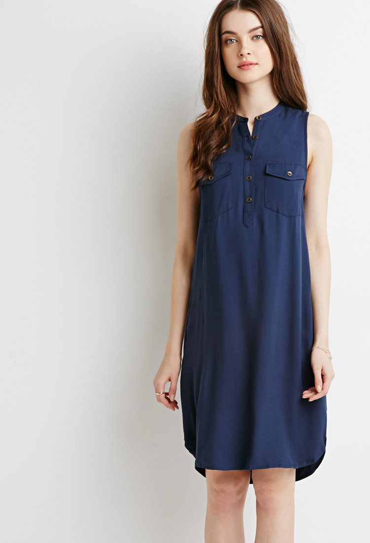 mandarin collar shift dress