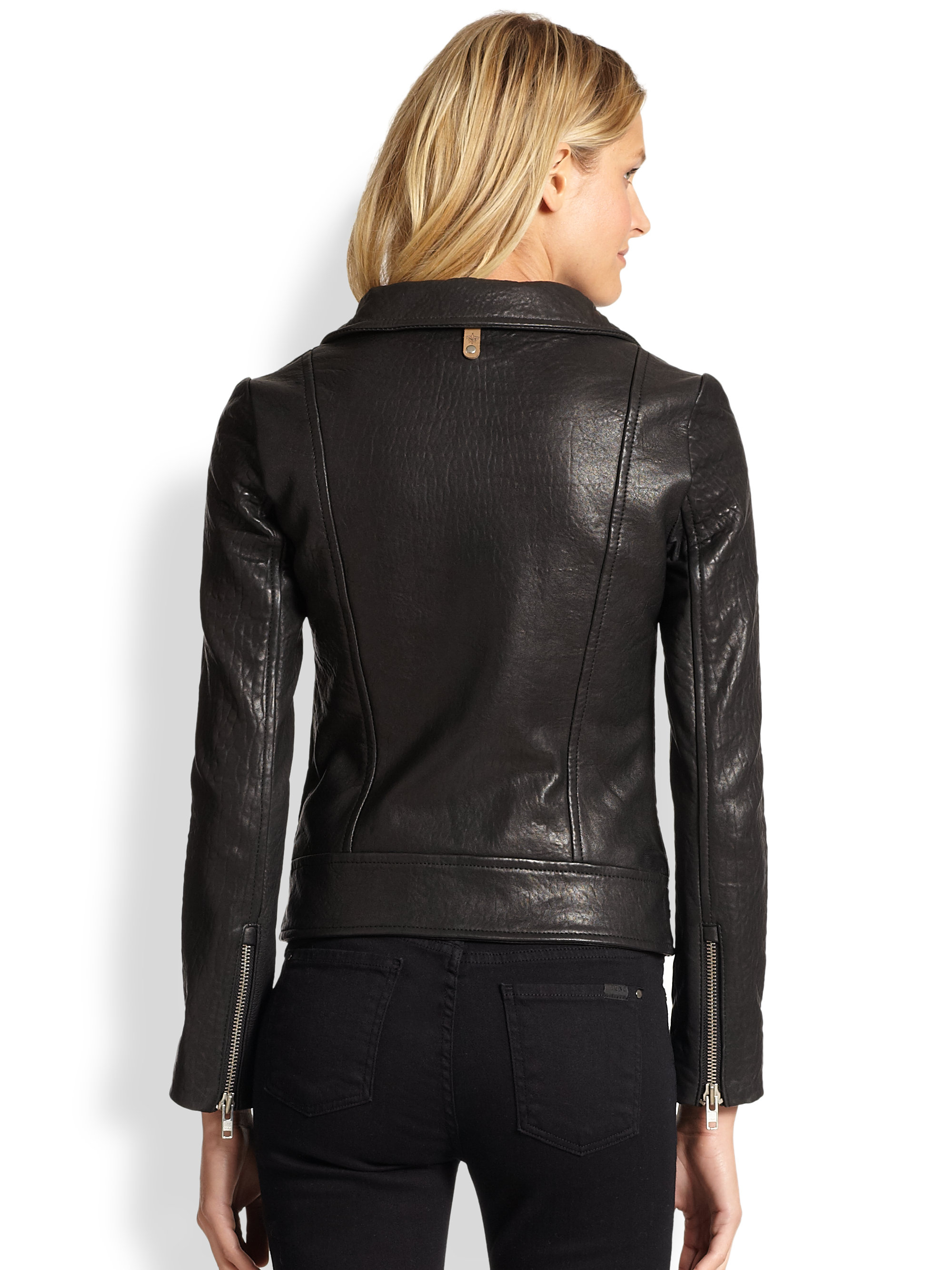 Mackage Leather Biker Jacket in Black | Lyst