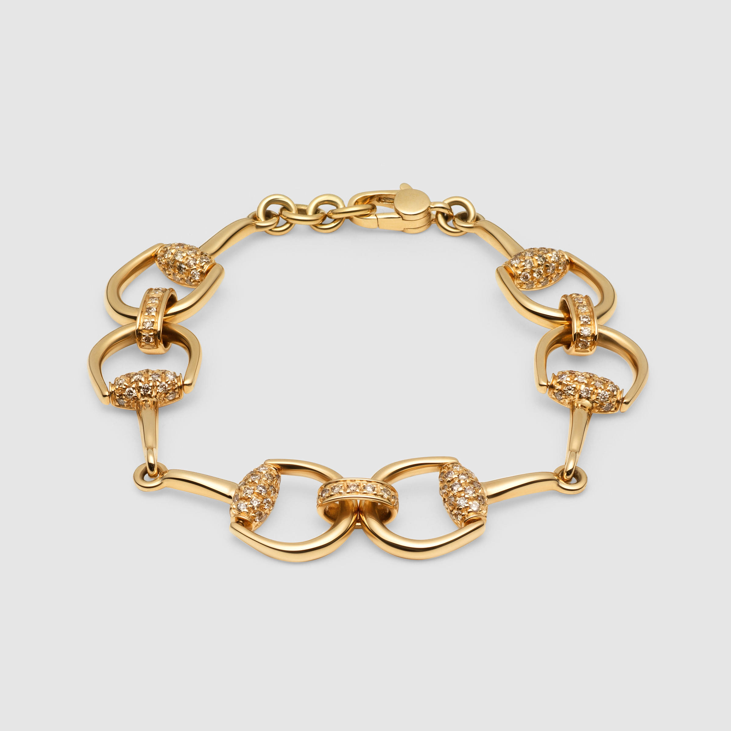 Gucci Gold Horsebit Bracelet With Brown Diamonds in Metallic - Lyst