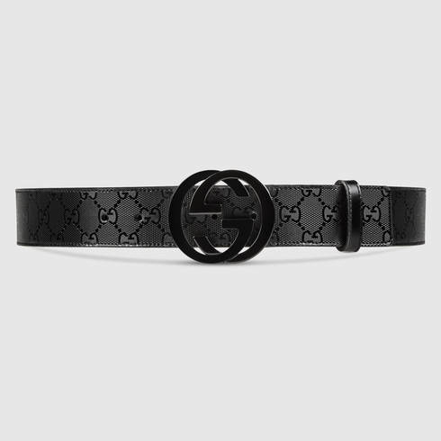 Gucci Gg Imprimé Belt With Interlocking G in Black | Lyst