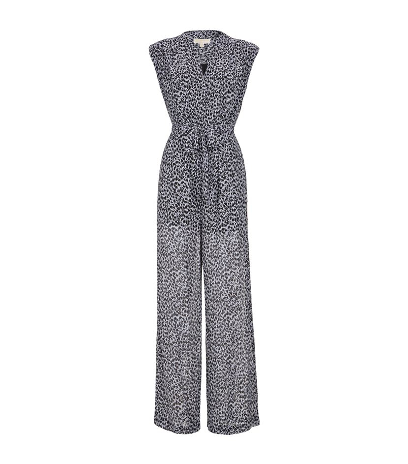 MICHAEL Michael Kors Leopard Print Wide Leg Jumpsuit in Blue - Lyst