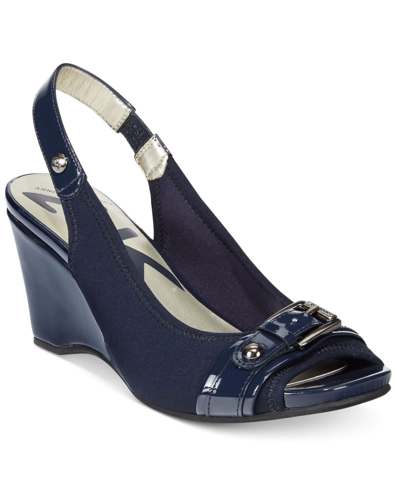 anne klein navy wedge shoes