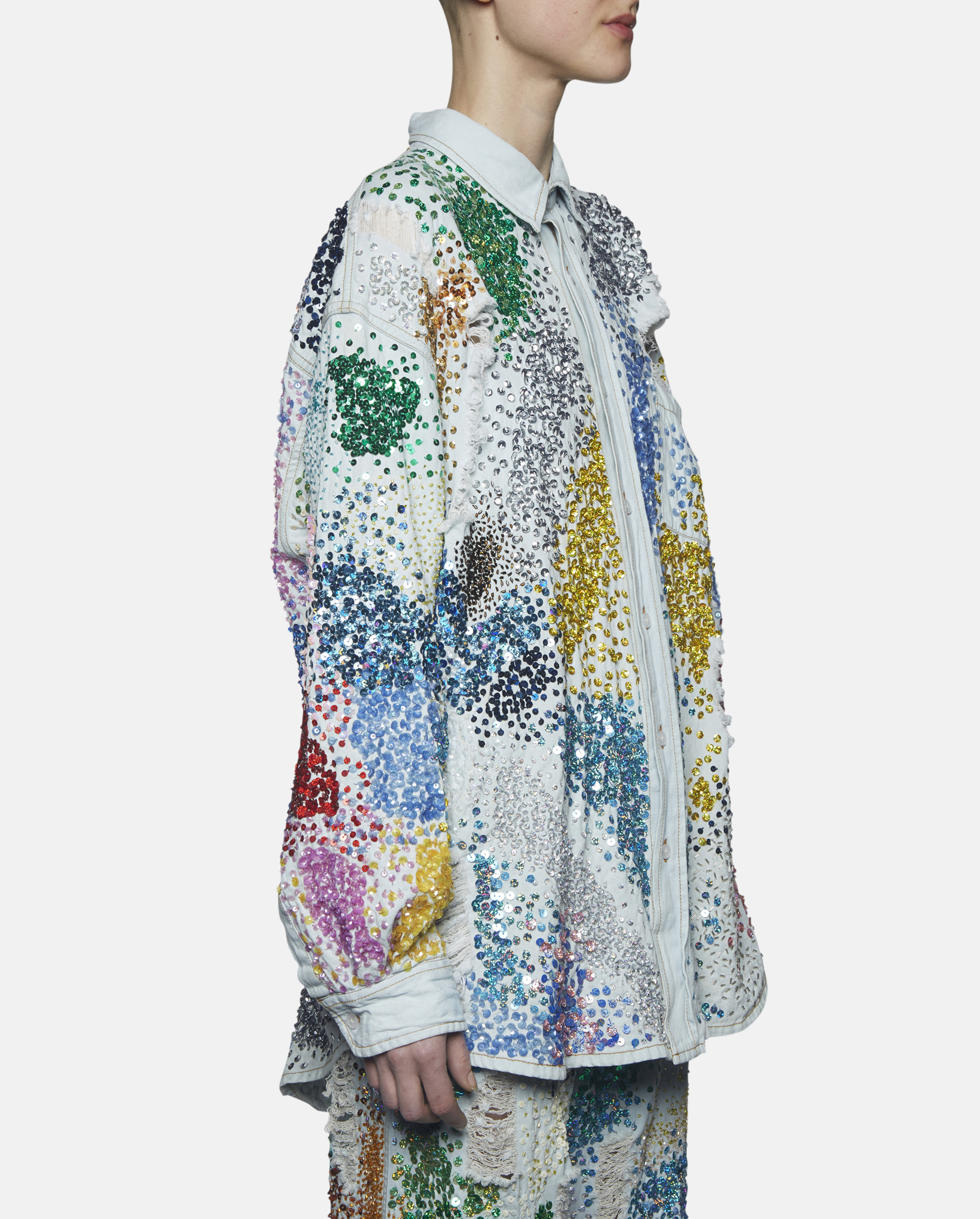 sequin denim shirt
