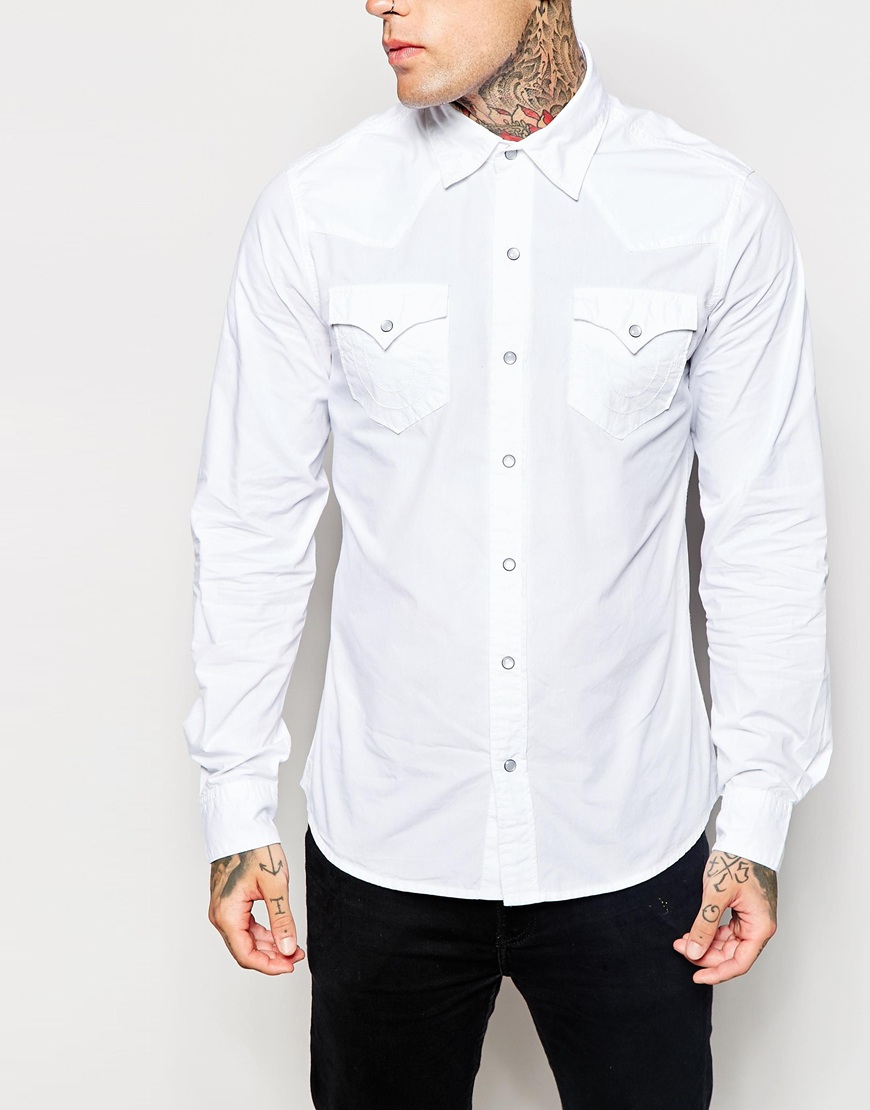 true religion white button up shirt