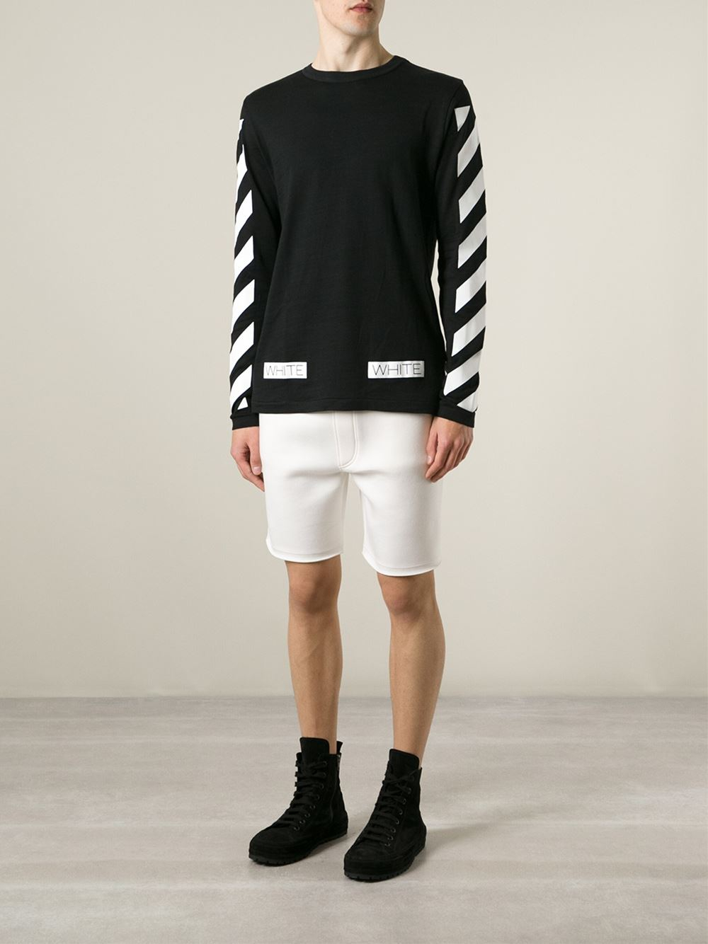 NWT OFF-WHITE C/O VIRGIL ABLOH Black Knitted Logo Stripe Pants Size 4/40  $1260