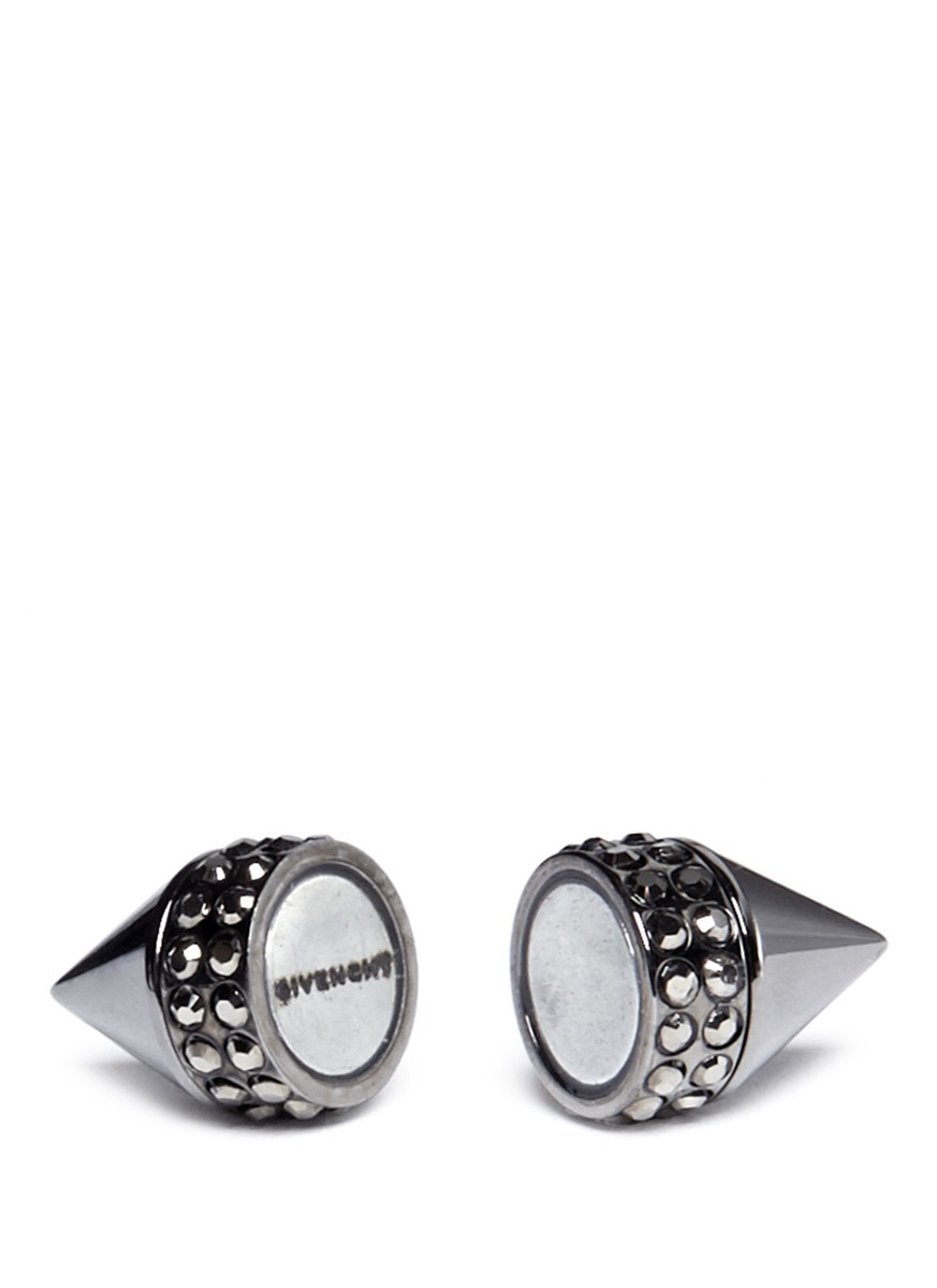 Lyst Givenchy Ruthenium Double Cone Magnetic Earring In Gray Gallery