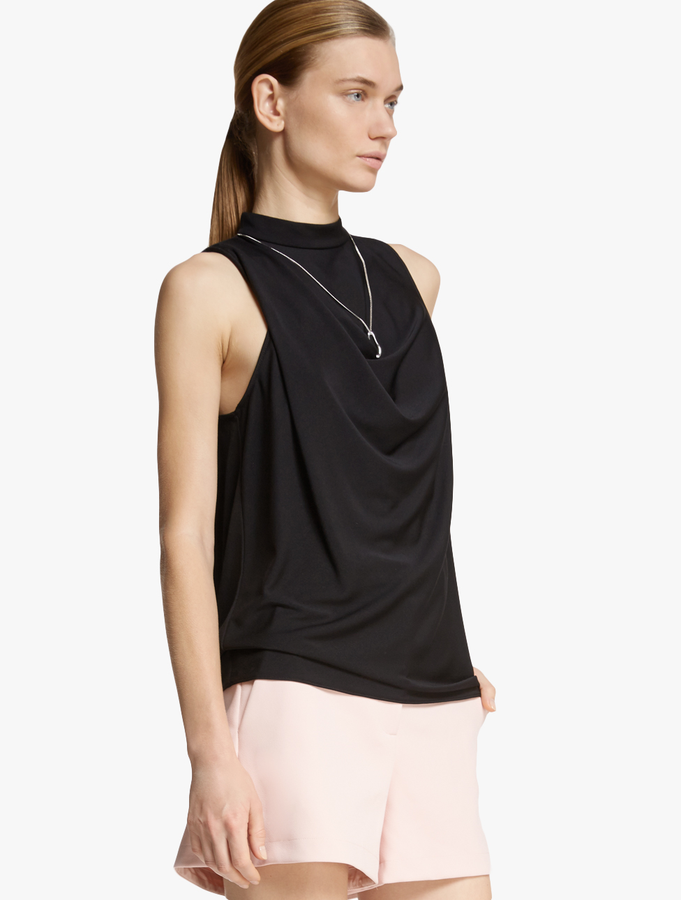 Lyst - Halston Cowl Back Jersey Top in Black
