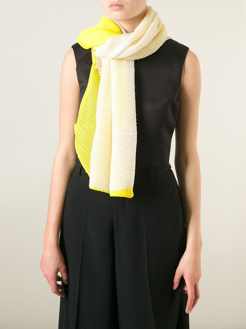 Pleats Please Issey Miyake Pleated Scarf in Yellow & Orange (Yellow) - Lyst