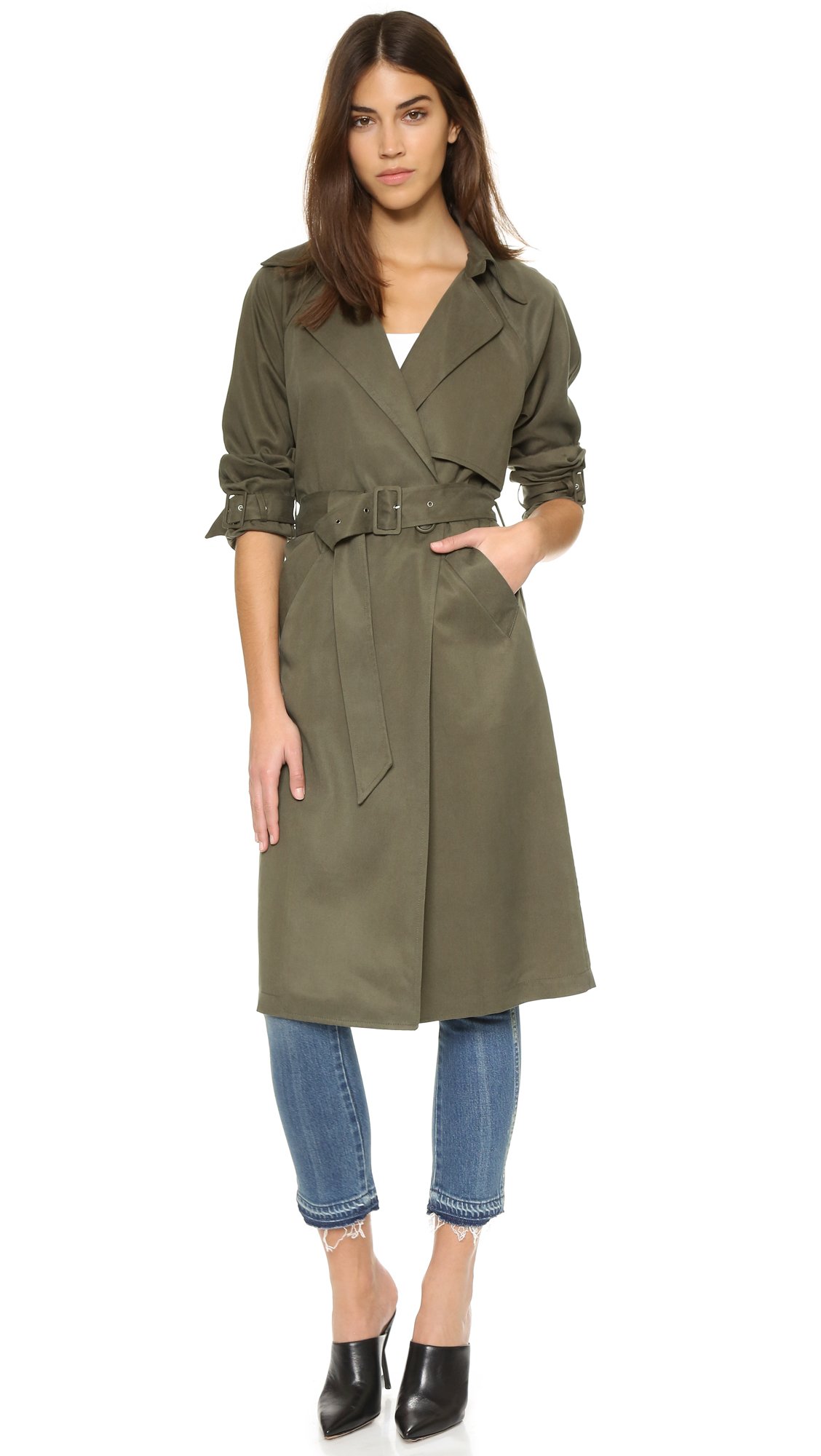 Michelle Mason Trench Coat in Green | Lyst