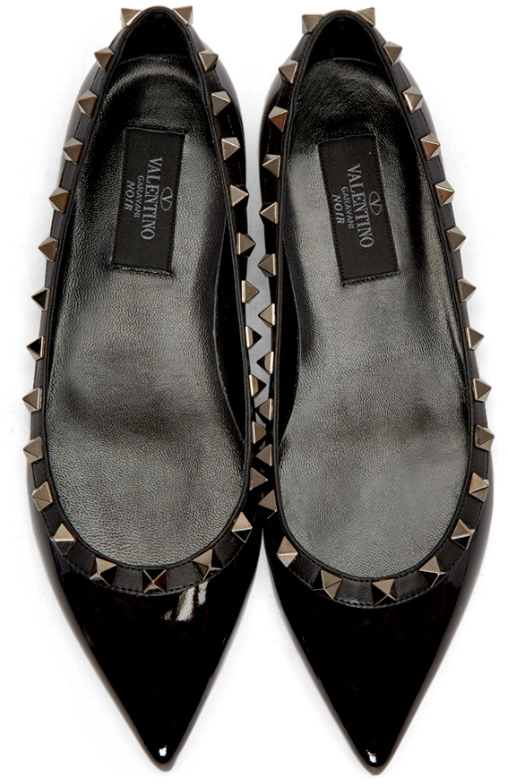 valentino leather printed ankle tie ballerina flat