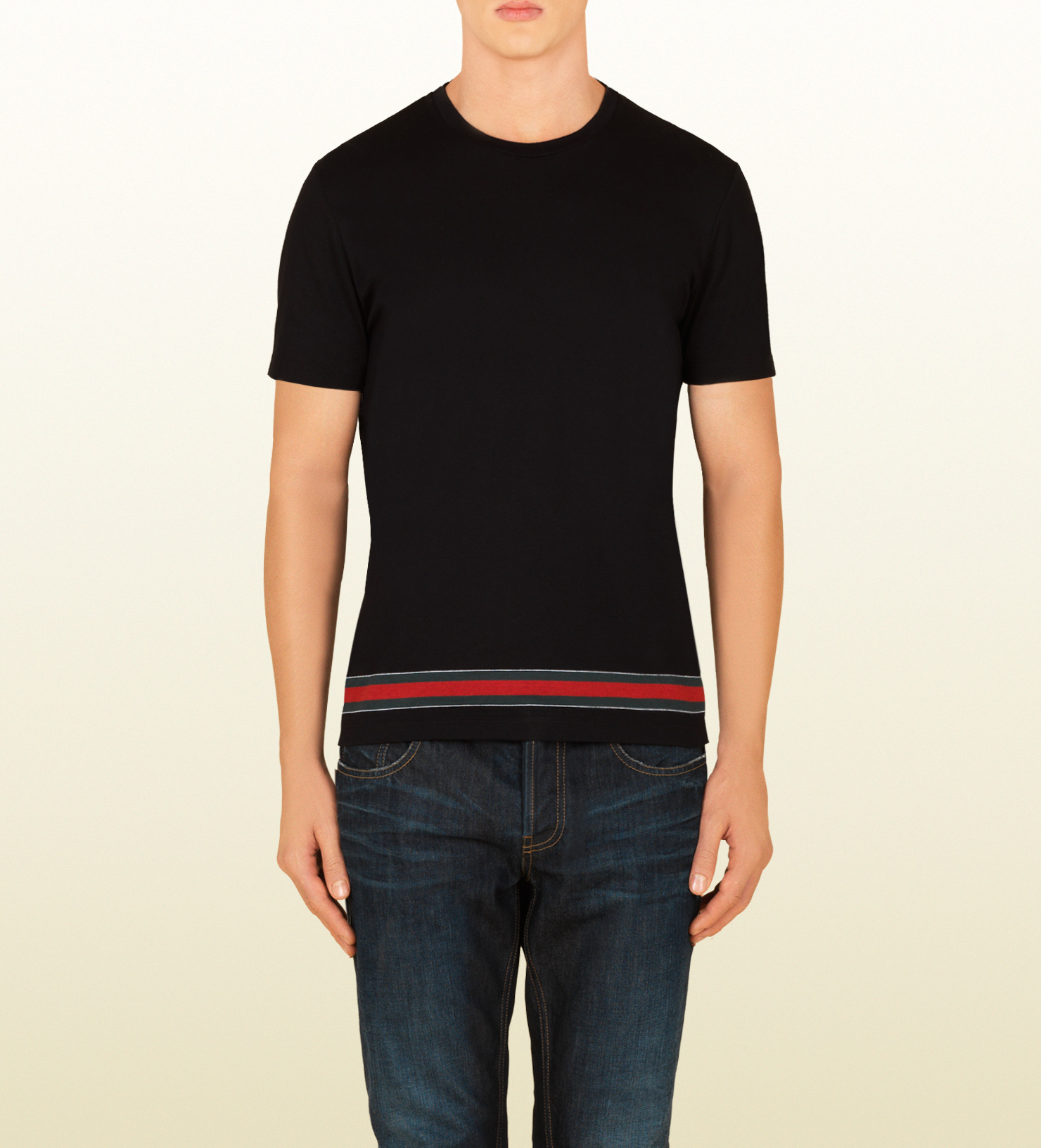 Lyst Gucci Cotton Jersey Tshirt With  Stripe in Black for Men