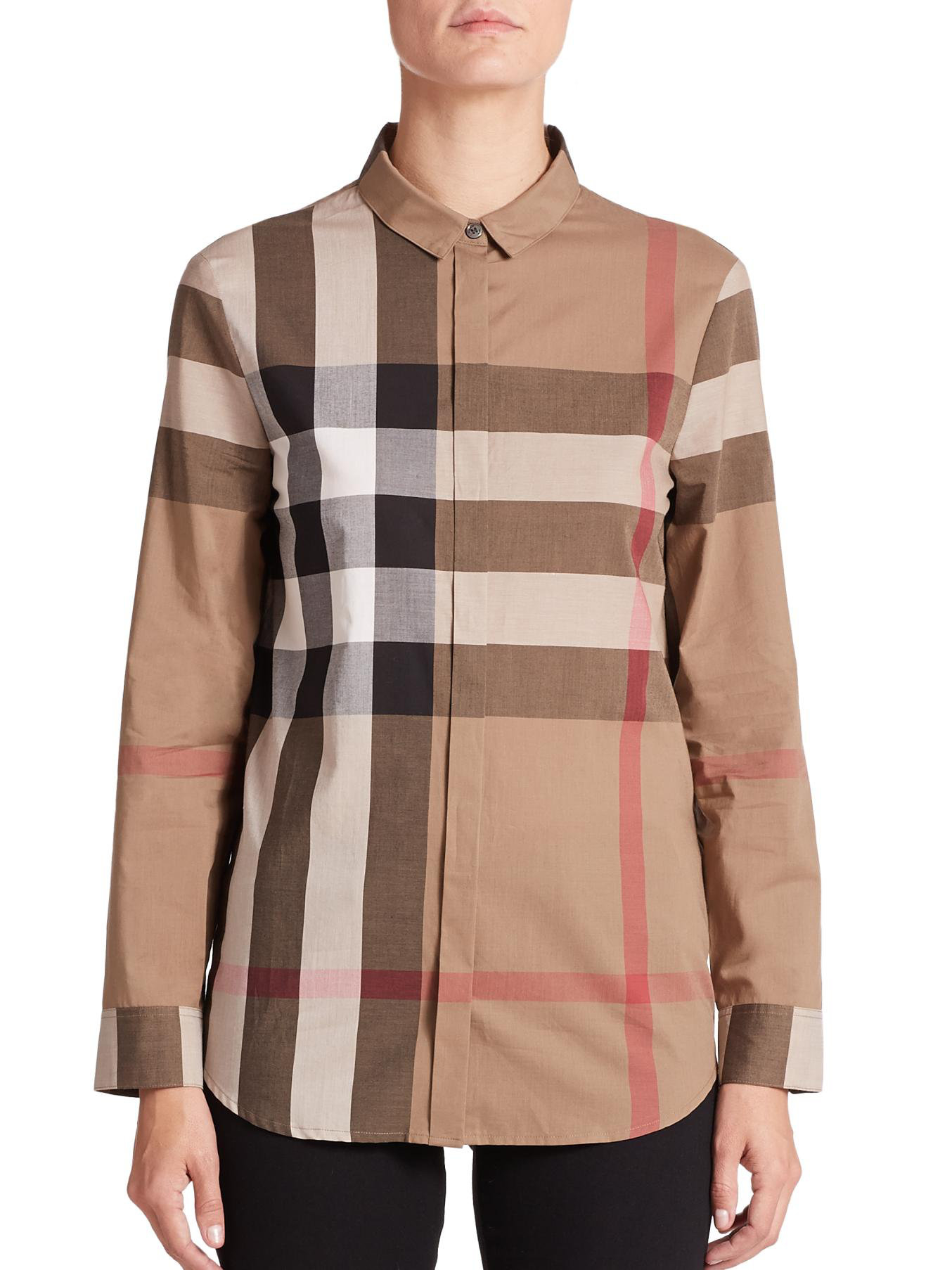 Burberry Large-check Blouse in Brown | Lyst