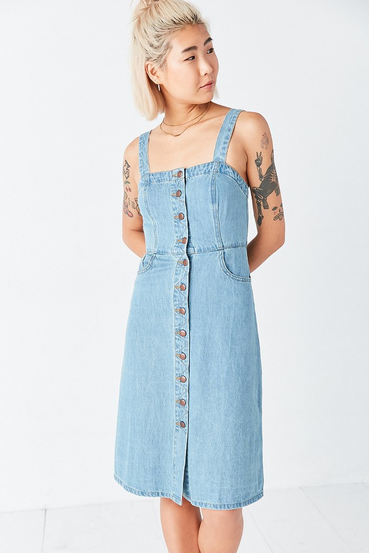denim button midi dress