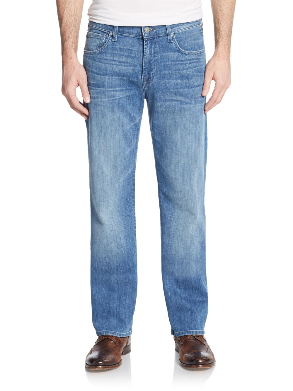 7 for all mankind Austyn Luxe Straight-leg Jeans in Blue for Men (blue ...