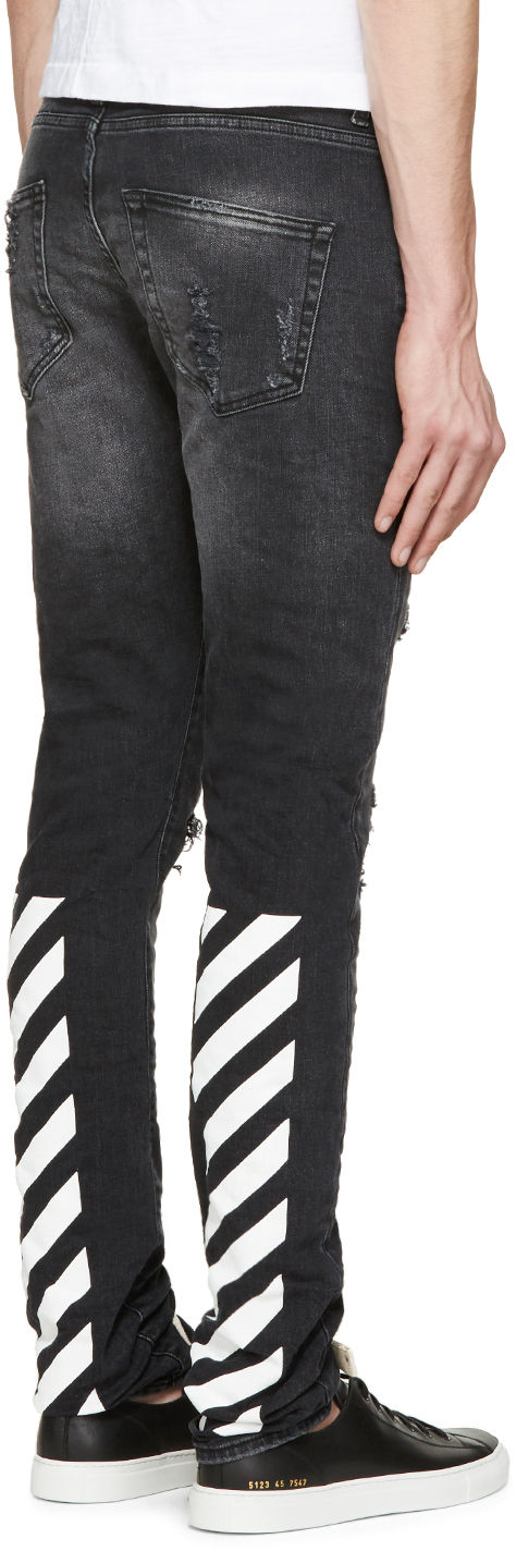 Off-White c/o Virgil Abloh Black Distressed Jeans for Men | Lyst