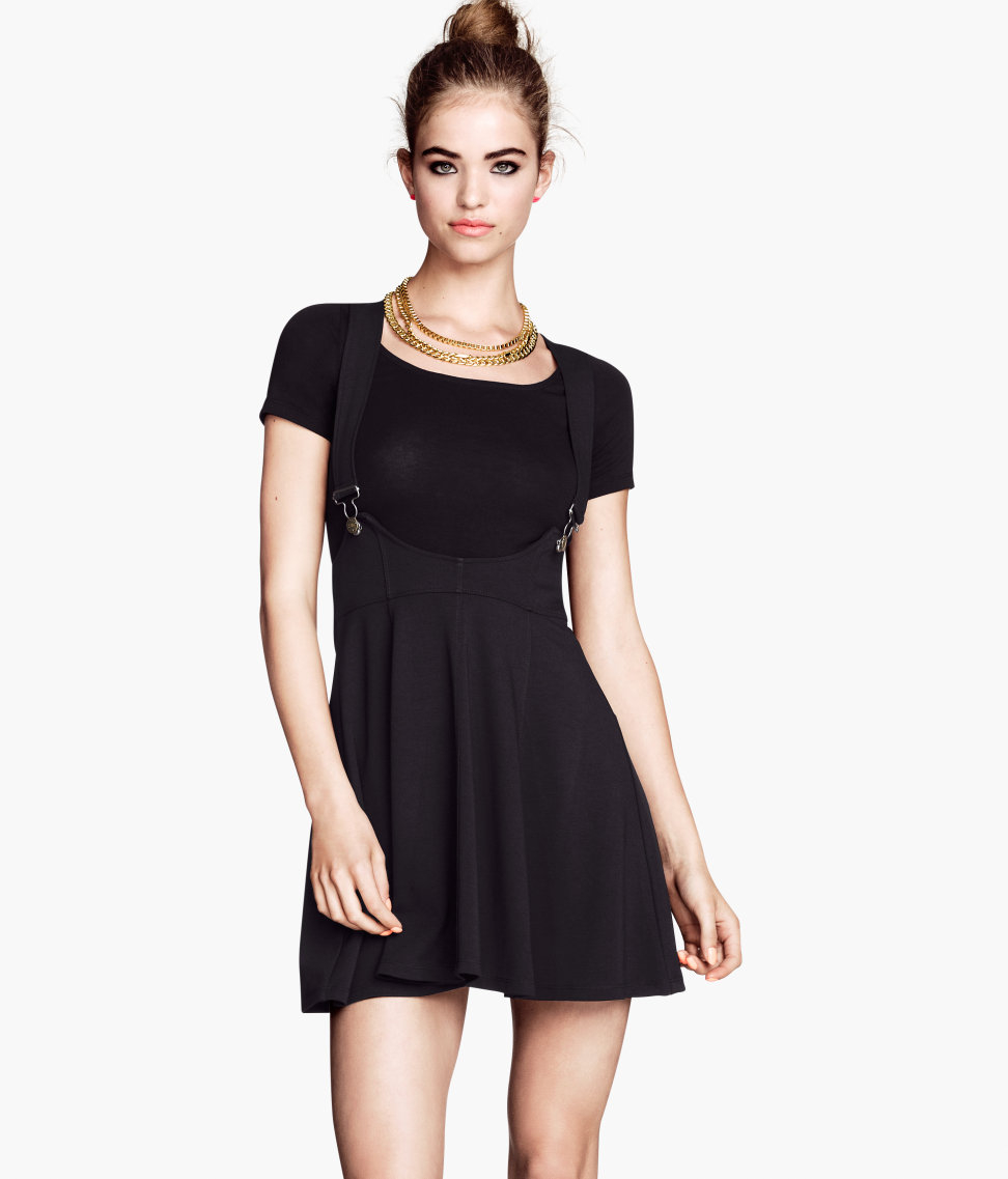 black skirt dungarees