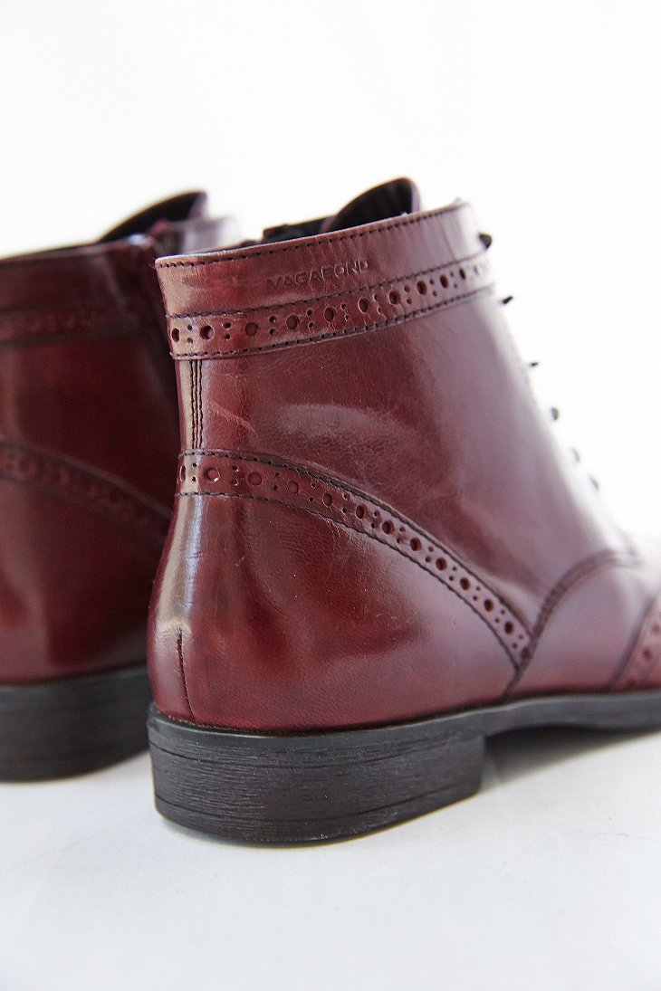 Vagabond Code Brogue Leather Boot in Maroon (Purple) - Lyst