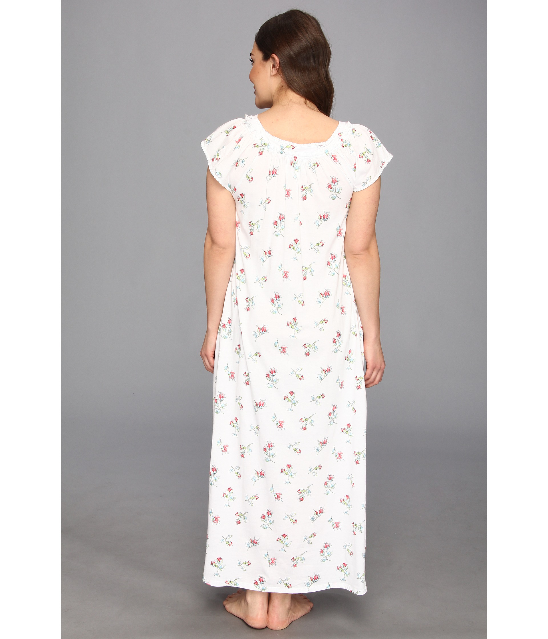 Carole Hochman Plus Size Whistful Rosebuds Long Nightgown in White
