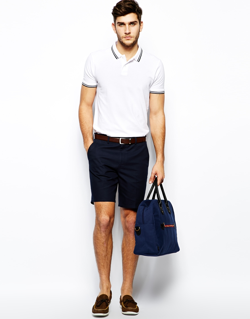 ASOS Slim Fit Shorts In Washed Cotton in Navy (Blue) for Men - Lyst