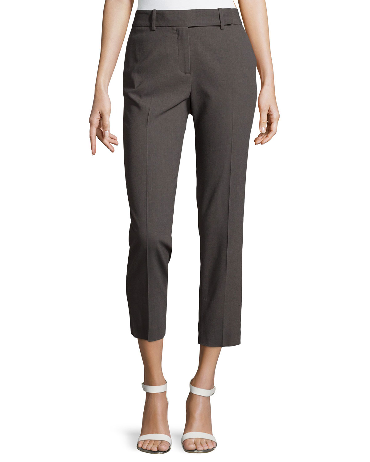 Halston heritage Skinny Wool Twill Ankle Pants in Gray (LEAD) Lyst