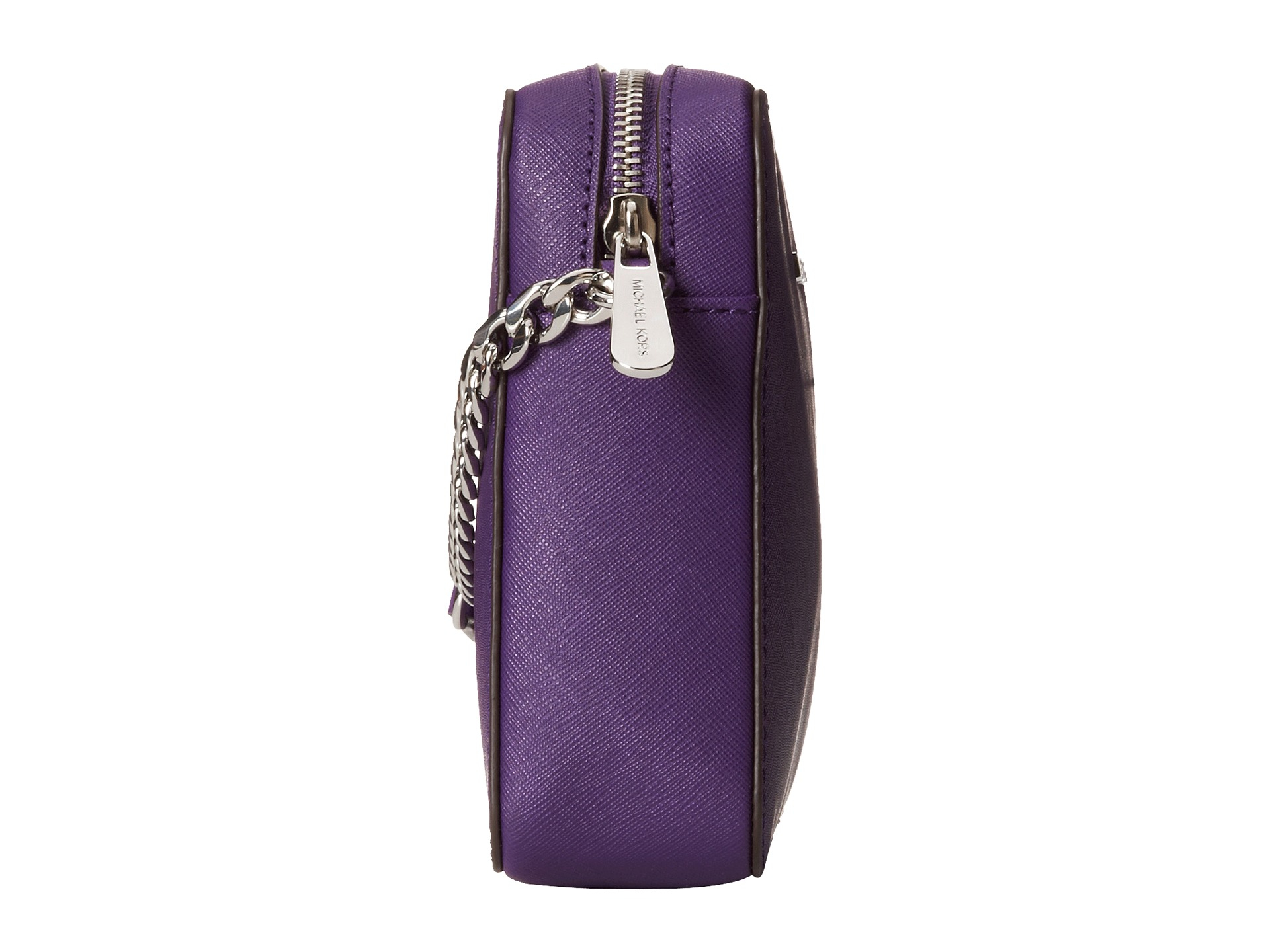 Michael Kors Jet Set Large Continental Wristlet Pebbled Leather Purple  Lavender 