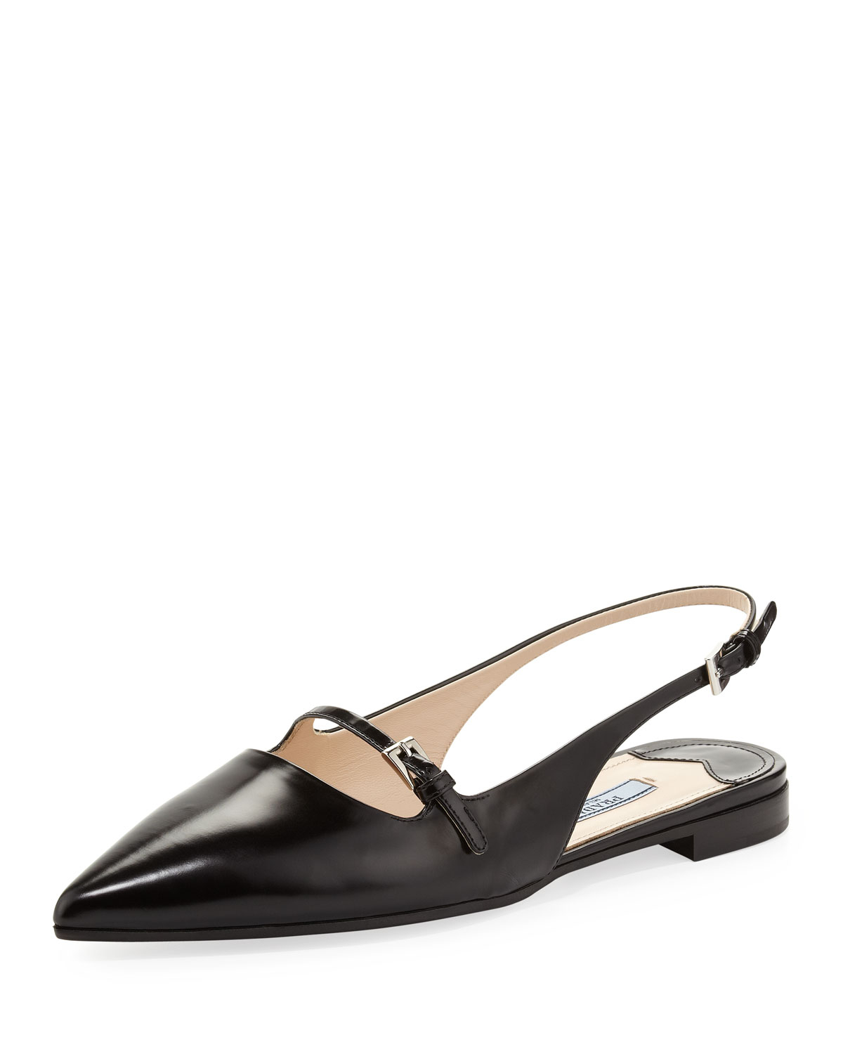 Lyst - Prada Spazzolato Slingback Flat in Black